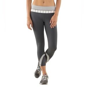 Lululemon Run:Inspire Crop ll Soot Light/Hyper Angel Stripe Leggings Size-6 EUC